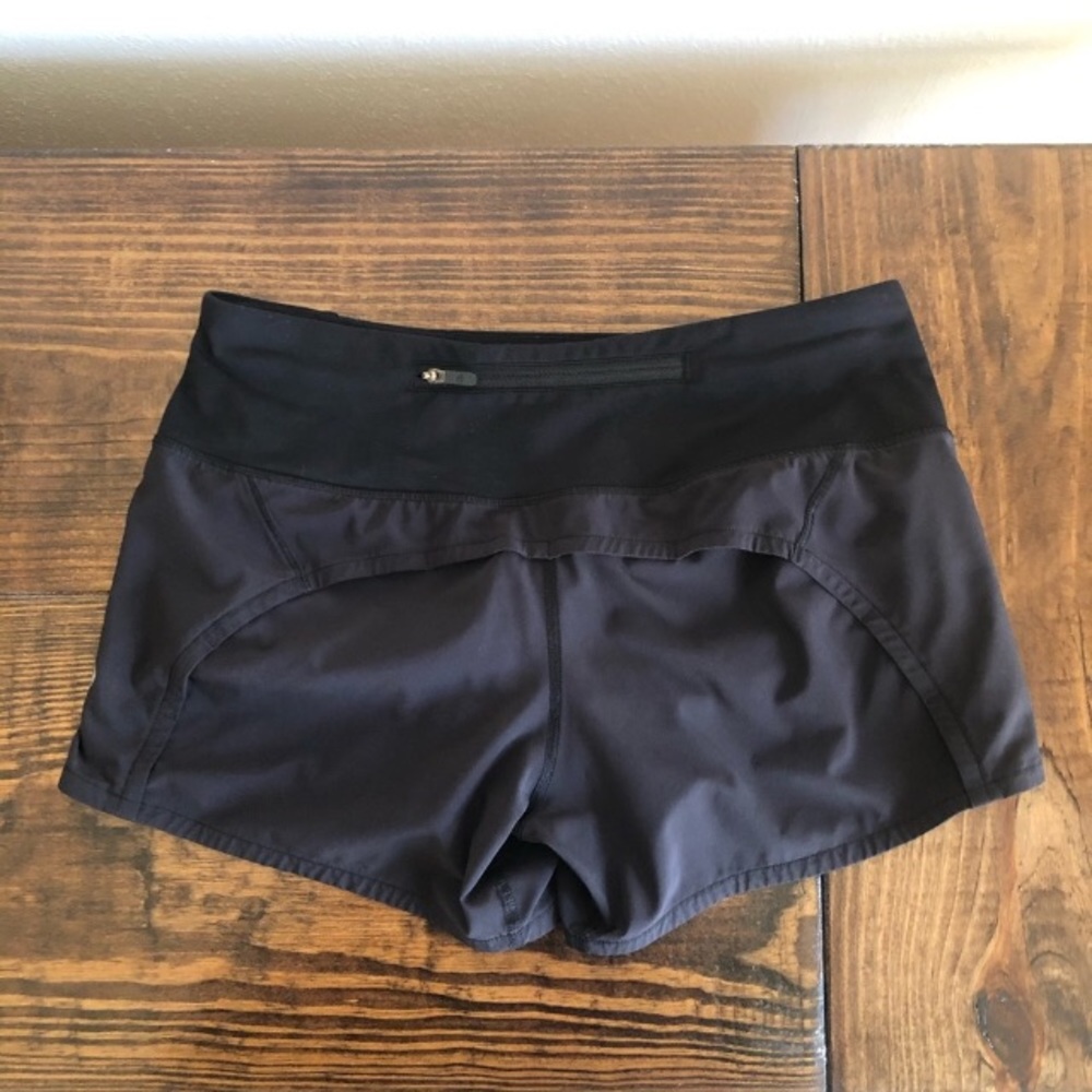 Lululemon Black Speed Shorts 4, 3.5” inseam